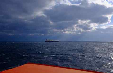 Navire depuis la proue du porte-conteneurs Cap Saint Raphael. Atlantique sud. Daniel Fohr